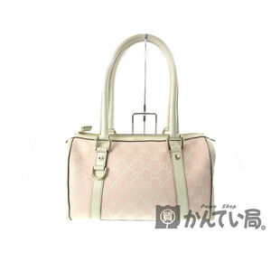 Gucci Handbag Boston Bag Leather Canvas Pink White Shoulder